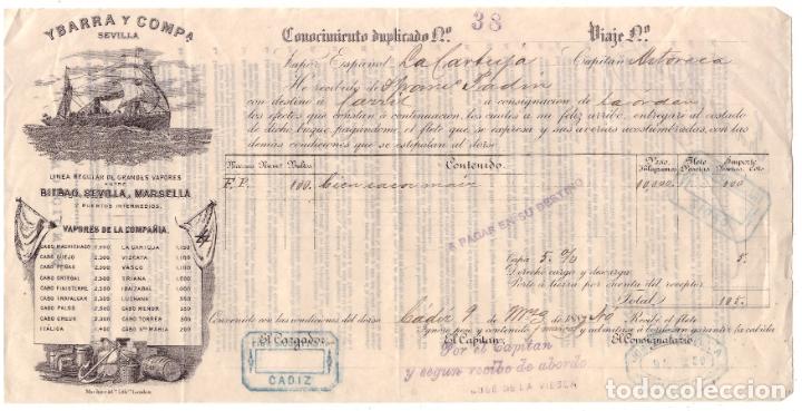 Collectionnisme Billets de transport: Pasaje para mercancias Ybarra y Comp., Bilbao Sevilla Marsella, 9 marzo 1989: 29x15 cm