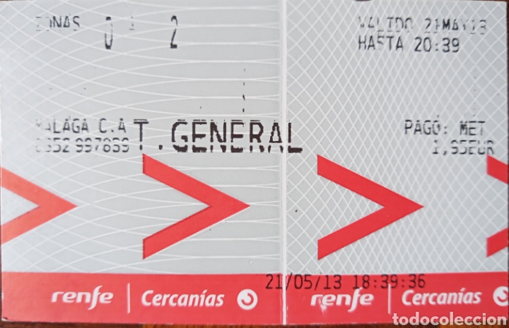 Collectionnisme Billets de transport: BILLETE DE RENFE CERCAN&Iacute;AS. M&Aacute;LAGA