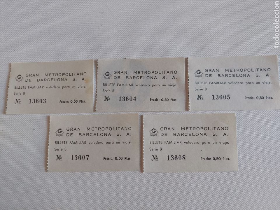 Collectionnisme Billets de transport: Billetes Familiares de transporte Gran Metropolitano de Barcelona. Lote de cinco