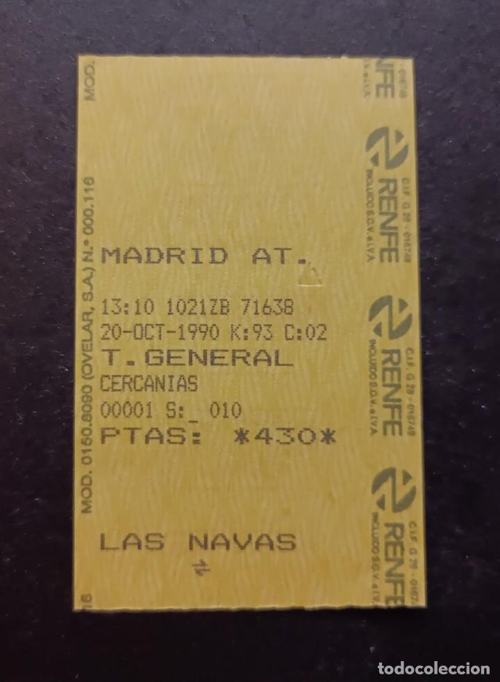 Coleccionismo Billetes de transporte: Billete Renfe. Atocha Las Navas del Marques. Cercan&iacute;as. 20 de octubre de 1990.