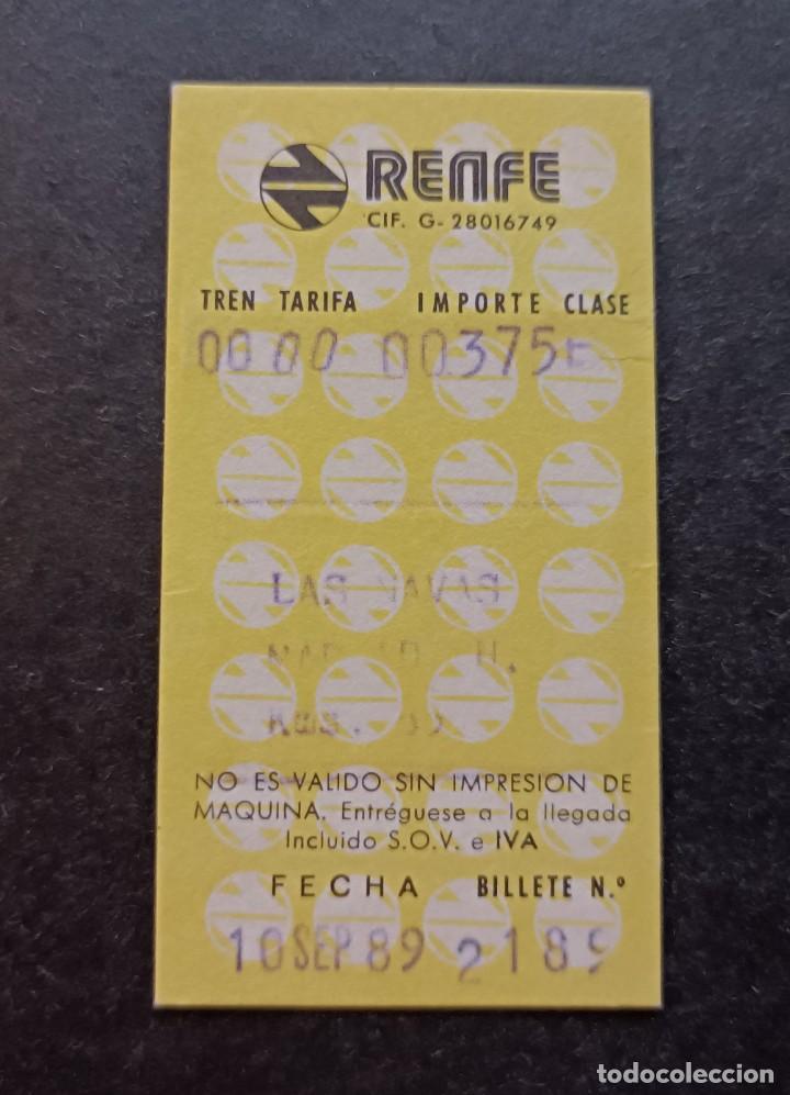 Coleccionismo Billetes de transporte: Billete Renfe. Las Navas del Marques. 10 de Septiembre de 1989.