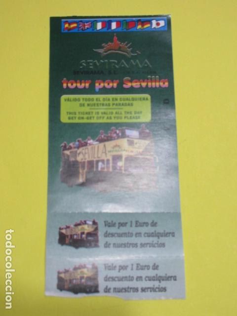 Coleccionismo Billetes de transporte: BILLETE SEVILLA SERVIRAMA AUTOBUS DE DOS PISOS VALE DE 1 EURO