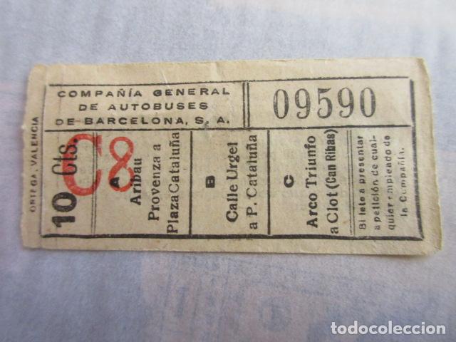 Collectionnisme Billets de transport: REF: LL-1234 - COLECCION LEE INTERIOR CAPICUA 09590 COMPA&Ntilde;IA GENERAL AUTOBUS CGA BARCELONA