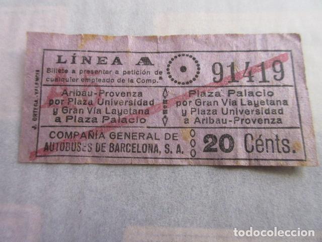 Coleccionismo Billetes de transporte: REF: LL-1234 - COLECCION LEE INTERIOR CAPICUA 91419 COMPA&Ntilde;IA GENERAL AUTOBUS CGA BARCELONA