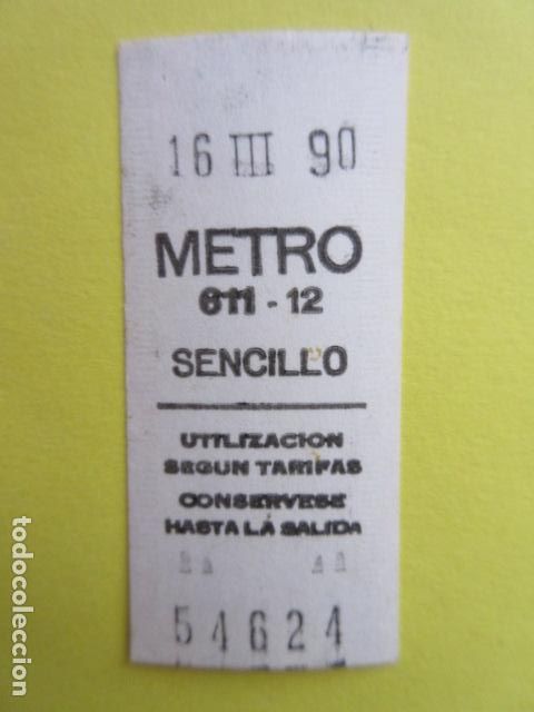 Coleccionismo Billetes de transporte: REF: LL-1234 - BILLETE METRO MADRID 611 - 12 TRASERA GOYA