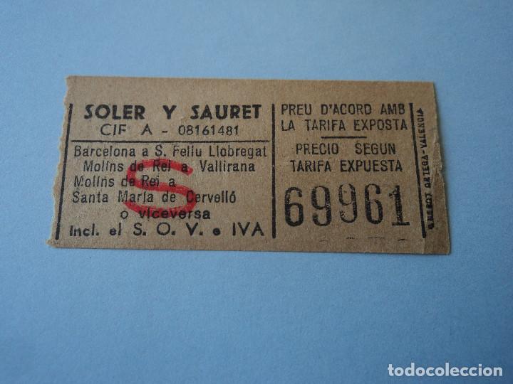 Coleccionismo Billetes de transporte: billete soler i sauret