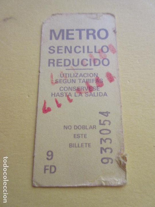 Coleccionismo Billetes de transporte: COLECCION METRO MADRID REFERENCIA: REFMM01 - AMARILLO SENCILLO REDUCIDO 9 FD - LEER INTERIOR