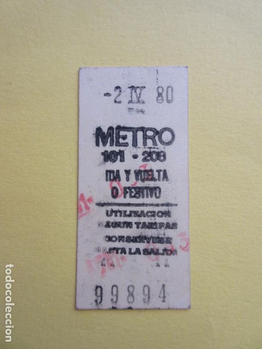 Coleccionismo Billetes de transporte: COLECCION METRO MADRID REFERENCIA: REFMM01 - AMARILLO SENCILLO 101 - 208 - LEER INTERIOR
