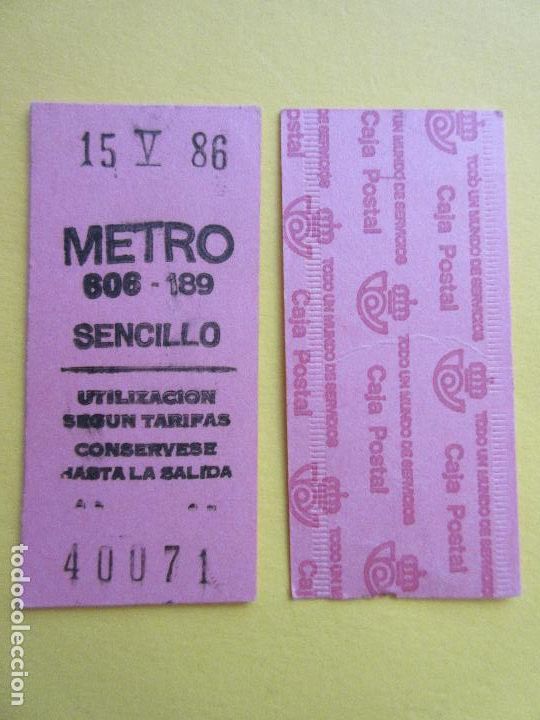 Collectables Transport Tickets: COLECCION METRO MADRID REFERENCIA: REFMM01 - ROSA SENCILLO 609 - 189 - LEER INTERIOR CAJA POSTAL