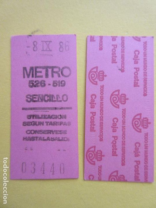 Collectables Transport Tickets: COLECCION METRO MADRID REFERENCIA: REFMM01 - ROSA SENCILLO 526 - 519 - LEER INTERIOR CAJA POSTAL