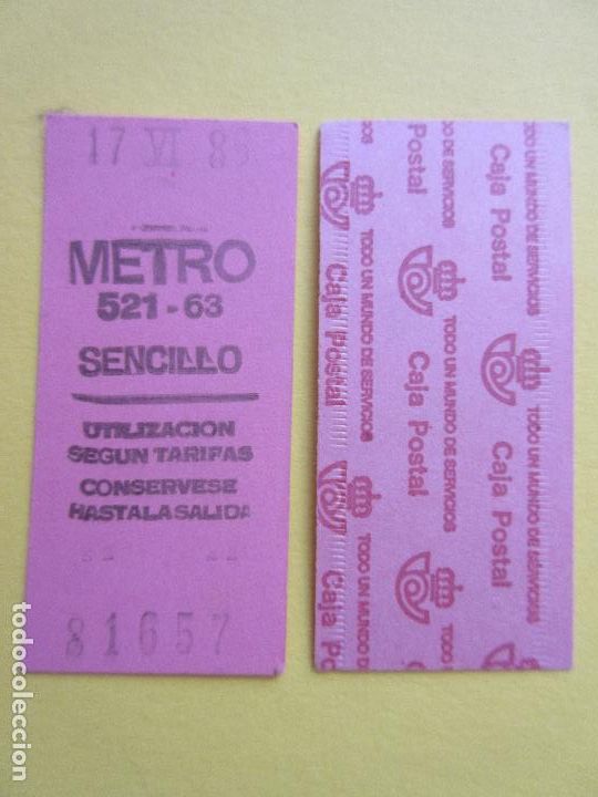 Collectables Transport Tickets: COLECCION METRO MADRID REFERENCIA: REFMM01 - ROSA SENCILLO 521 - 63 - LEER INTERIOR CAJA POSTAL