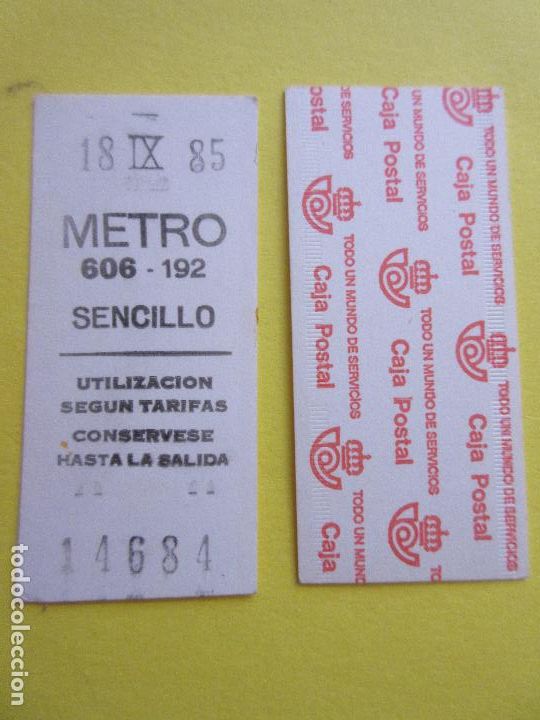 Collectables Transport Tickets: COLECCION METRO MADRID REFERENCIA: REFMM01 - BLANCO SENCILLO 606 - 192 - LEER INTERIOR CAJA POSTAL