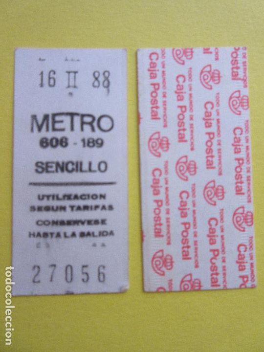 Coleccionismo Billetes de transporte: COLECCION METRO MADRID REFERENCIA: REFMM01 - BLANCO SENCILLO 606 - 189 - LEER INTERIOR CAJA POSTAL