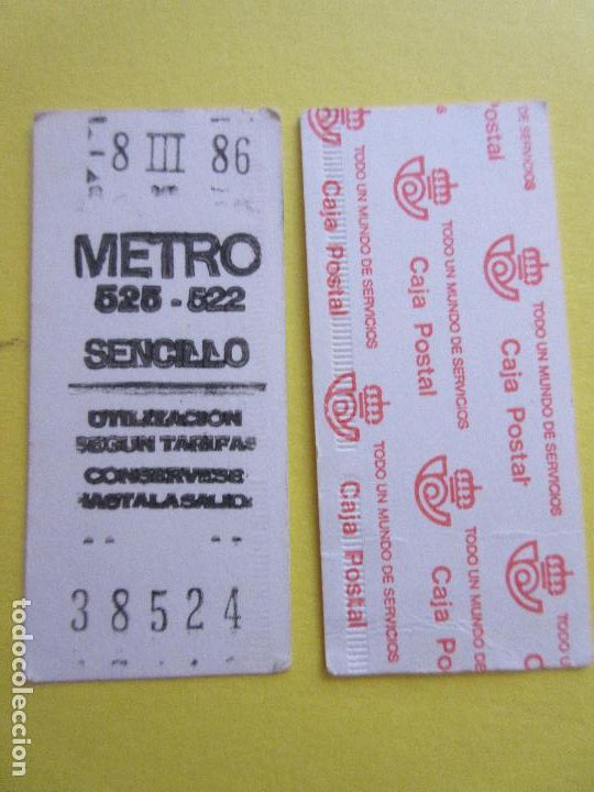 Coleccionismo Billetes de transporte: COLECCION METRO MADRID REFERENCIA: REFMM01 - BLANCO SENCILLO 525 - 522 - LEER INTERIOR CAJA POSTAL