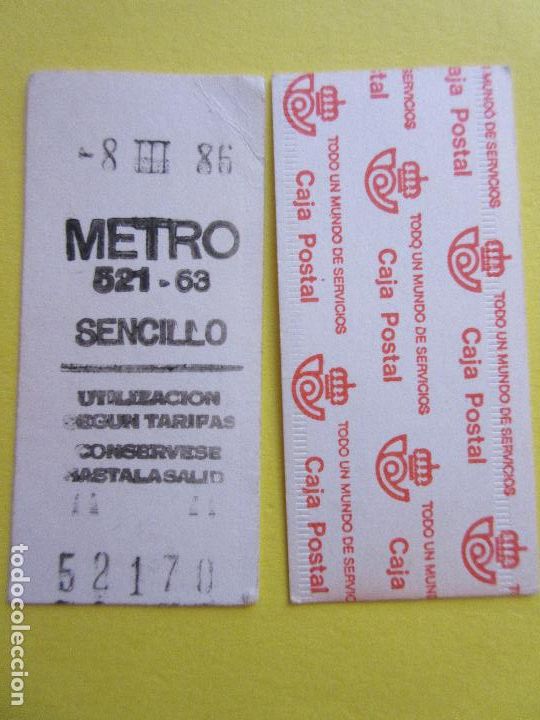 Collectables Transport Tickets: COLECCION METRO MADRID REFERENCIA: REFMM01 - BLANCO SENCILLO 521 - 63 - LEER INTERIOR CAJA POSTAL