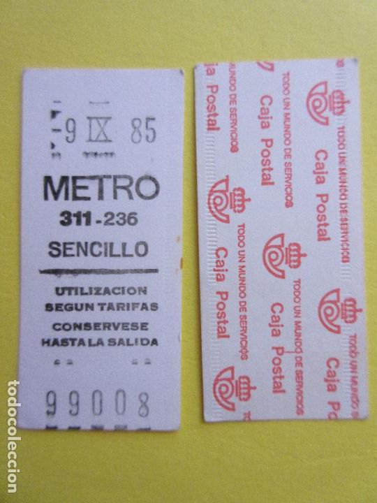 Collectables Transport Tickets: COLECCION METRO MADRID REFERENCIA: REFMM01 - BLANCO SENCILLO 311 - 236 - LEER INTERIOR CAJA POSTAL