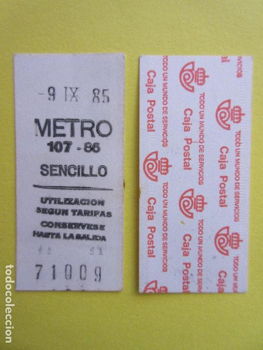 Collectables Transport Tickets: COLECCION METRO MADRID REFERENCIA: REFMM01 - BLANCO SENCILLO 107 - 86 - LEER INTERIOR CAJA POSTAL
