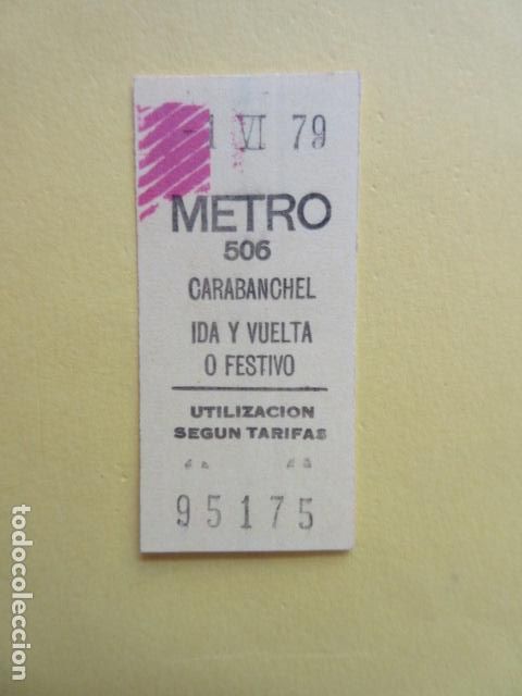 Collectables Transport Tickets: COLECCION METRO MADRID REFERENCIA: REFMM01 - AMARILLO CARABANCHEL 506 IDA VU - LEER INTERIOR SIN PUB