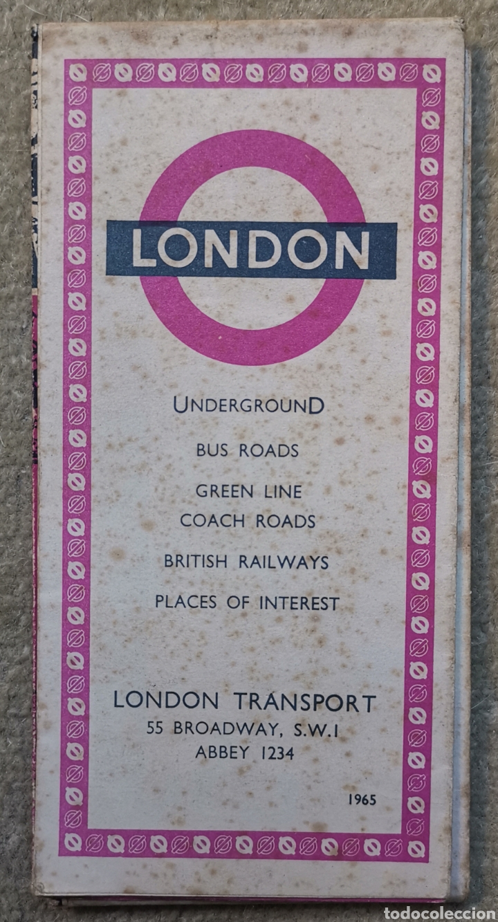 Coleccionismo Billetes de transporte: Plano o Mapa del Metro de Londres A&ntilde;o 1965 - Ferrocarril Underground Tren London