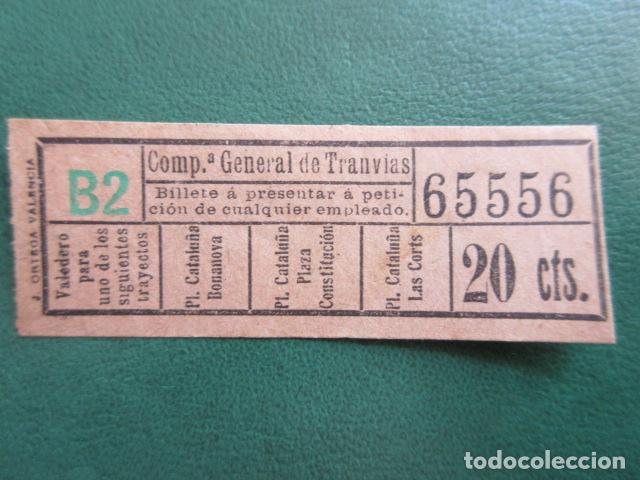 Coleccionismo Billetes de transporte: COMPA&Ntilde;IA GENERAL TRANVIAS DE BARCELONA CAPICUA 65556 VER TRAYECTOS EN FOTO