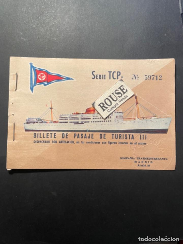 Coleccionismo Billetes de transporte: NAVEGACION - BILLETE DE PASAJE DE TURISTACOMPA&Ntilde;IA TRASMEDITERRANEA - 1960 PALMA BARCELONA