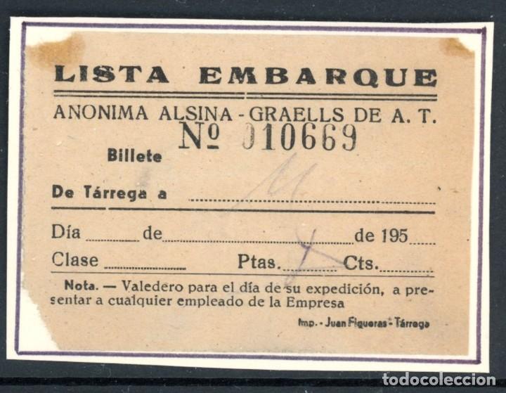 Sammeln von Fahrkarten: BILLETE DE ALSINA GRAELLS - TARREGA // LG6-4