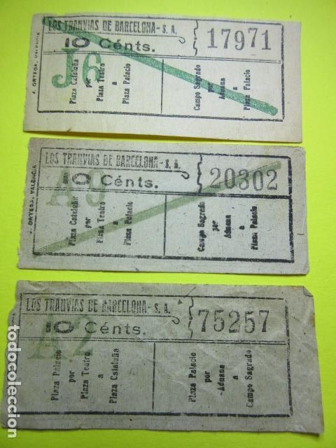 Coleccionismo Billetes de transporte: REF: VV-1234 - LOS TRANVIAS DE BARCELONA - VER FOTO TRAYECTOS TODOS DIFERENTES - CAPICUA 179 203 752