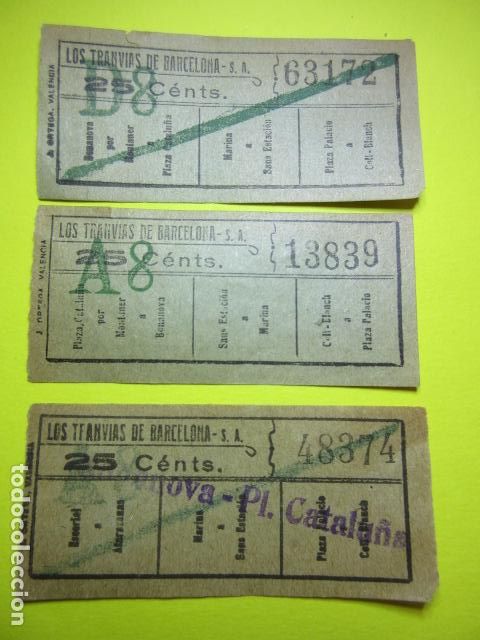 Collectionnisme Billets de transport: REF: VV-1234 - LOS TRANVIAS DE BARCELONA - VER FOTO TRAYECTOS TODOS DIFERENTES -