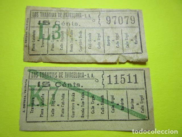 Collectionnisme Billets de transport: REF: VV-1234 - LOS TRANVIAS DE BARCELONA - VER FOTO TRAYECTOS TODOS DIFERENTES - CAPICUA 11511 97079