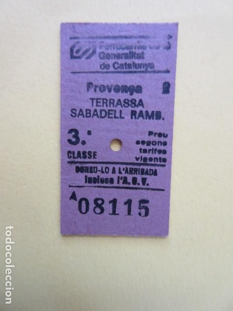 Colecionismos Bilhetes de Transporte: REF: VV-1234 - BILLETE EDMONSON - CATALANES SARRIA FERROCARRILES GENERALITAT - VER FOTO TRAYECTO DI