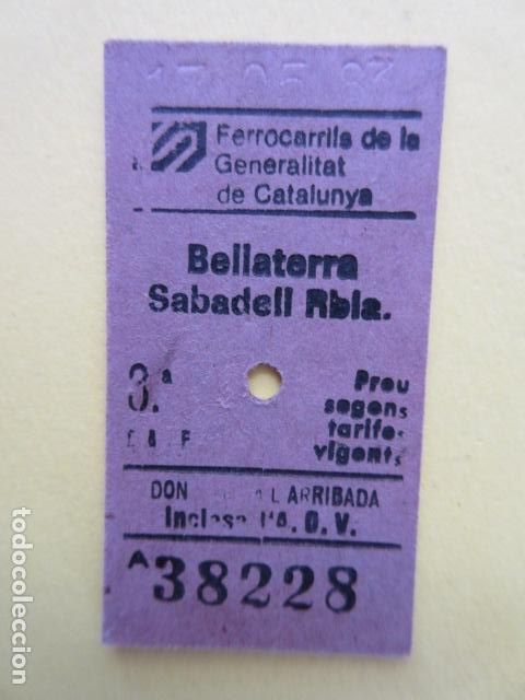 Colecionismos Bilhetes de Transporte: REF: VV-1234 - BILLETE EDMONSON - CATALANES SARRIA FERROCARRILES GENERALITAT - VER FOTO TRAYECTO DI