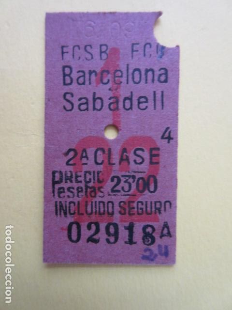 Colecionismos Bilhetes de Transporte: REF: VV-1234 - BILLETE EDMONSON - CATALANES SARRIA FERROCARRILES GENERALITAT - VER FOTO TRAYECTO DI