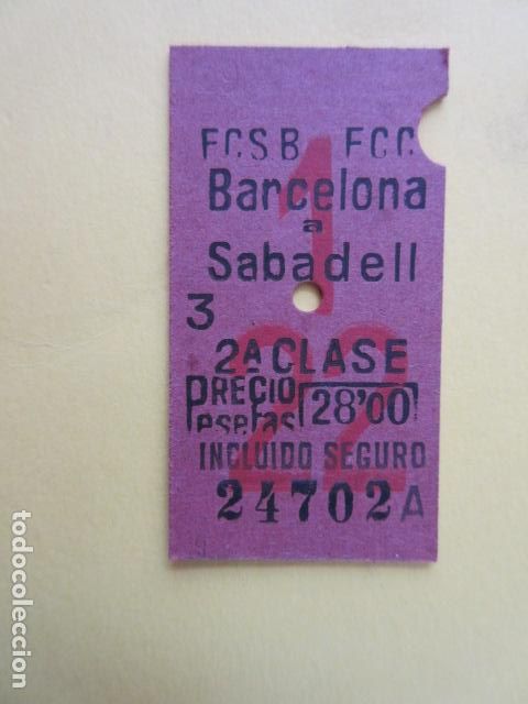 Colecionismos Bilhetes de Transporte: REF: VV-1234 - BILLETE EDMONSON - CATALANES SARRIA FERROCARRILES GENERALITAT - VER FOTO TRAYECTO DI