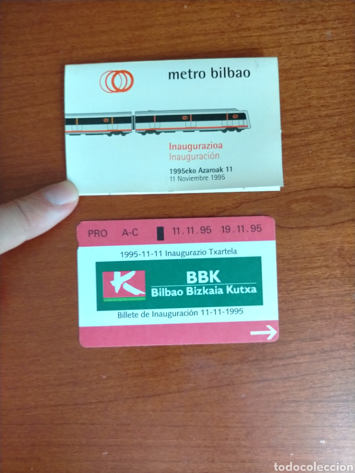 Coleccionismo Billetes de transporte: Tarjetero y BILLETE DE INAUGURACI&Oacute;N del METRO DE BILBAO 11 DE NOVIEMBRE DE 1995 INAUGURAZIO TXARTELA