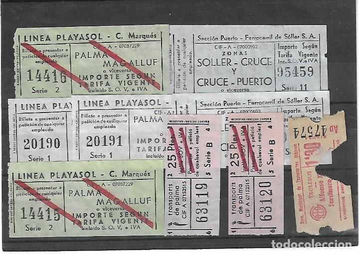 Collectables Transport Tickets: PD- LOTE 9 BILLETES 2 CON NUMEROS CAPICUAS DIFERENTES 6 PALMA DE MALLORCA