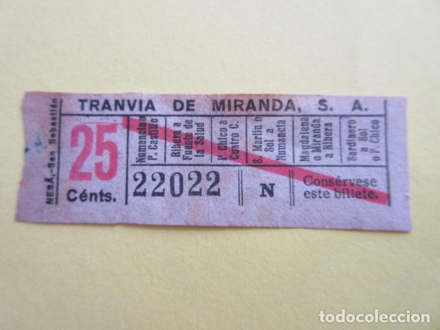 Collectables Transport Tickets: REF: LL-1234 - BILLETE TRANVIAS DE MIRANDA SANTANDER CAPICUA 22022