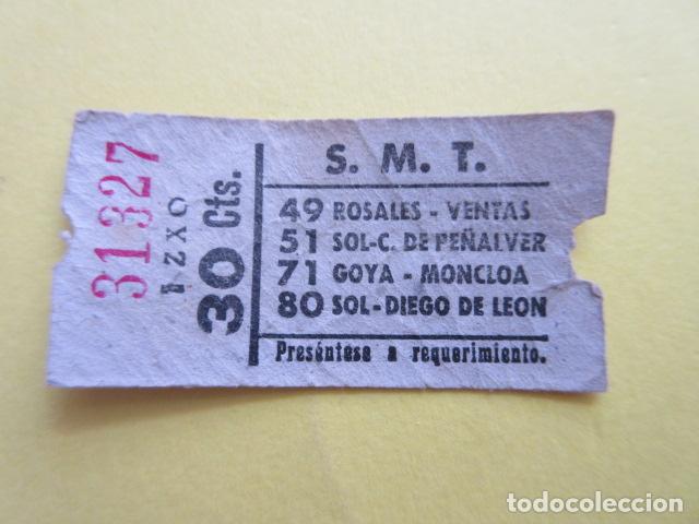 Collectables Transport Tickets: REF: LL-1234 - BILLETE SOCIEDAD MADRILE&Ntilde;A DE TRANVIAS SMT MADRID VER TRAYECTO FOTO