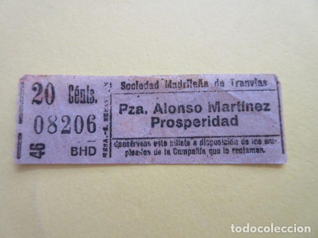 Collectables Transport Tickets: REF: LL-1234 - SOCIEDAD MADRILE&Ntilde;A TRANVIAS MADRID PLAZA ALONSO MARTINEZ PROSPERIDAD