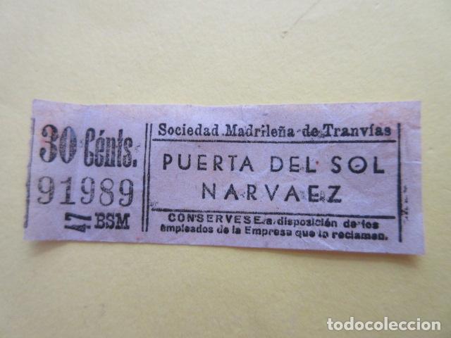 Colecionismos Bilhetes de Transporte: REF: LL-1234 - SOCIEDAD MADRILE&Ntilde;A TRANVIAS MADRID PUERTA DEL SOL NARVAEZ