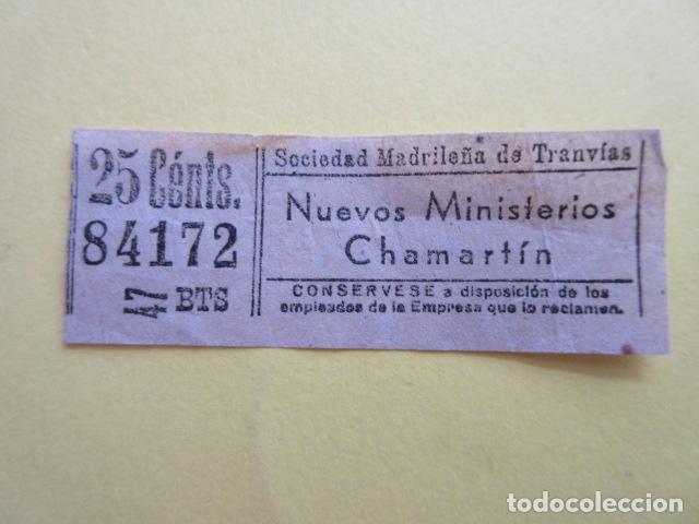 Collectables Transport Tickets: REF: LL-1234 - SOCIEDAD MADRILE&Ntilde;A TRANVIAS MADRID NUEVOS MINISTERIOS CHAMARTIN