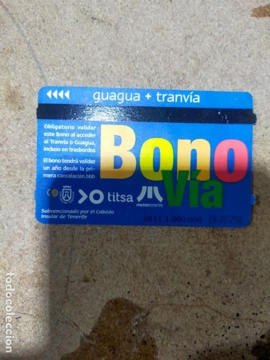 Collectionnisme Billets de transport: Antiguo bono billete abono de guaguas autobuses Tenerife TITSA - Tarjeta magn&eacute;tica