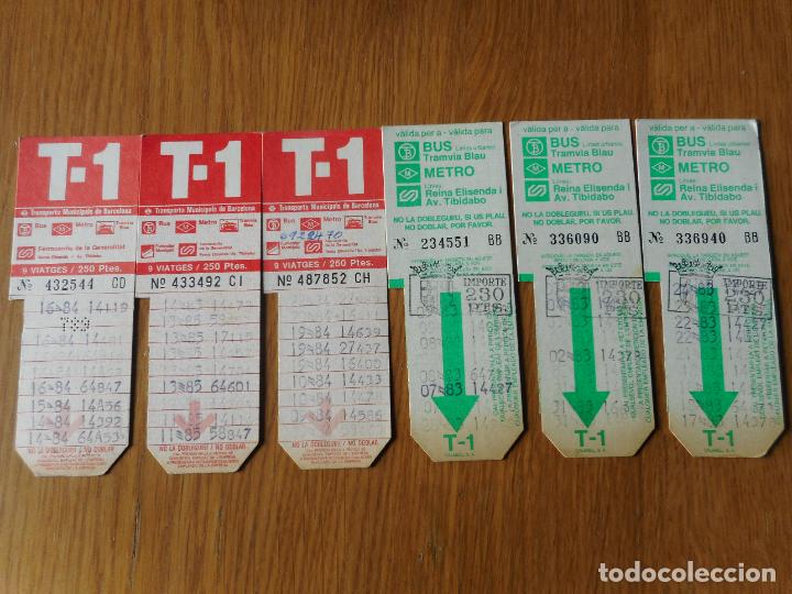 Collectables Transport Tickets: ANTIGUO CONJUNTO 6 BILLETES DE BUS METRO TRANVIA BARCELONA A&Ntilde;OS 80