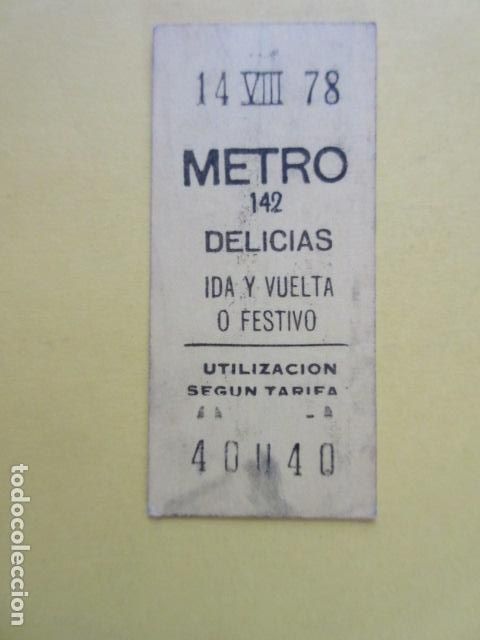 Collectables Transport Tickets: REF: LL-1234 - BILLETE METRO MADRID - DELICIAS 142 - COLOR AMARILLO IDA VUELTA O FESTIVO