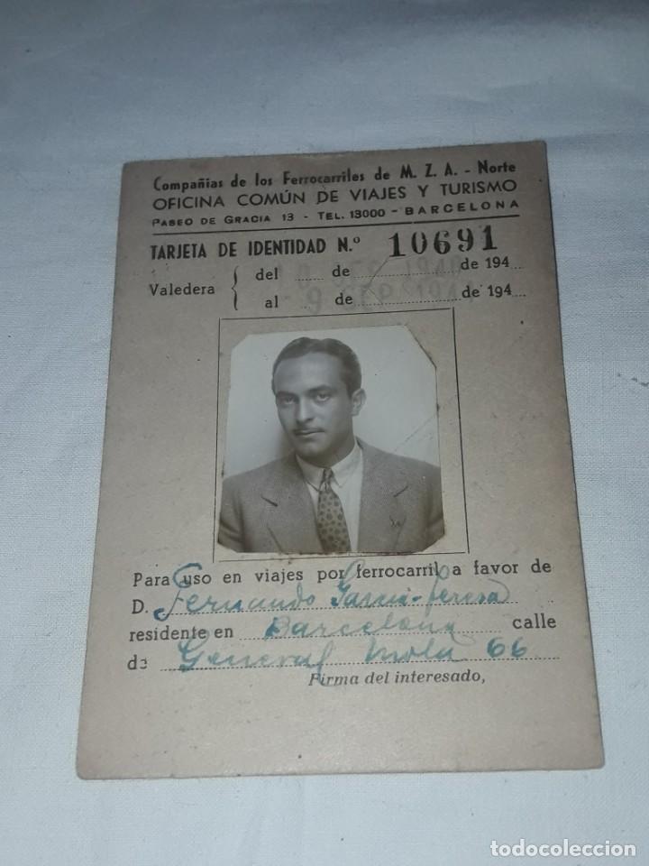 Collectables Transport Tickets: Antigua tarjeta identificaci&oacute;n Compa&ntilde;&iacute;as de los Ferrocarriles M.Z.A. Norte a&ntilde;o 1940