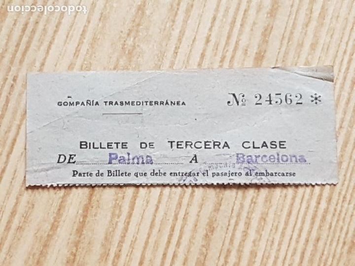 Collectables Transport Tickets: ANTIGUO BILLETE COMPA&Ntilde;&Iacute;A TRANSMEDITERR&Aacute;NEA DE PALMA DE MALLORCA A BARCELONA