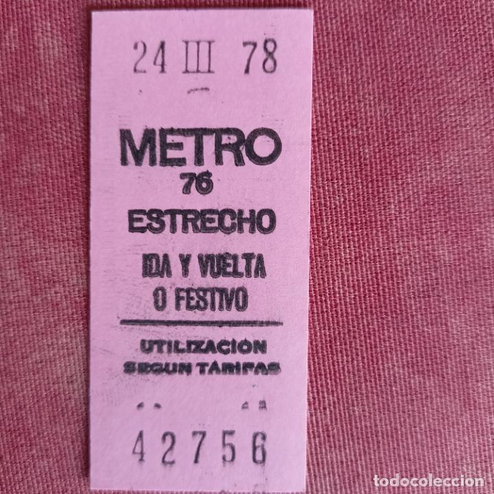 Coleccionismo billetes de transporte: BILLETE METRO DE MADRID Rectangular PARADA ESTRECHO 78 - Foto 1