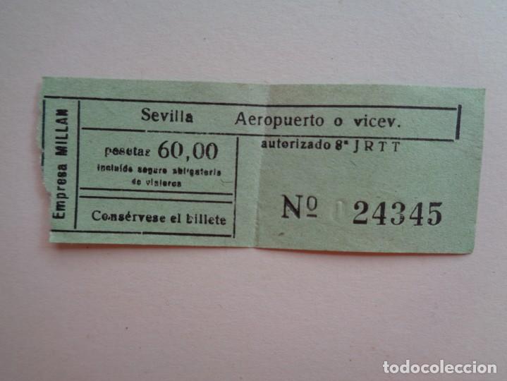Colecionismos Bilhetes de Transporte: BILLETE DE AUTOBUS DE SEVILLA - AEROPUERTO O VICEVERSA. EMPRESA MILLAN