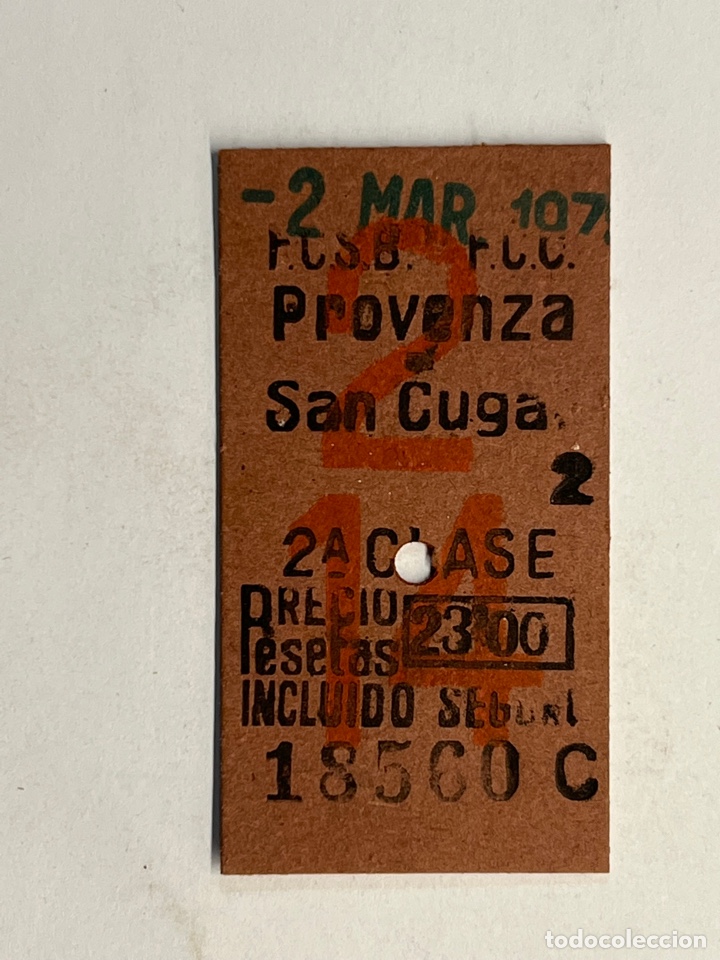 Collectionnisme Billets de transport: BILLETE TREN BARCELONA. PROVENZA - SAN CUGAT (Marzo de 1970)