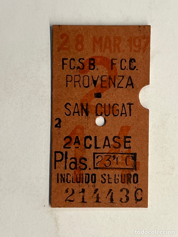 Collectionnisme Billets de transport: BILLETE TREN BARCELONA. PROVENZA - SAN CUGAT (Marzo de 1970)