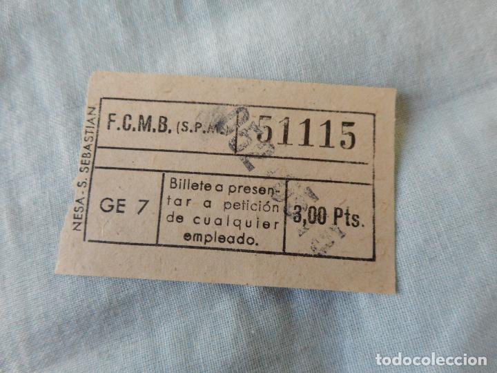 Collectionnisme Billets de transport: ANTIGUO BILLETE FCMB BARCELONA? 3 PESETAS. CAPICUA